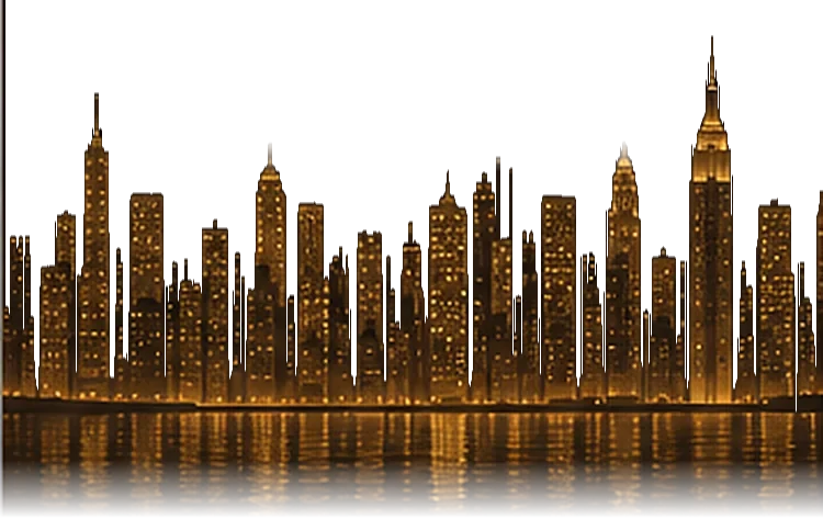 New York City skyline reflected in the water